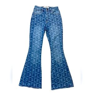 Hollister‎ Curvy High Rise Vintage Flare Jeans Size 17L 33 Long Flower Print